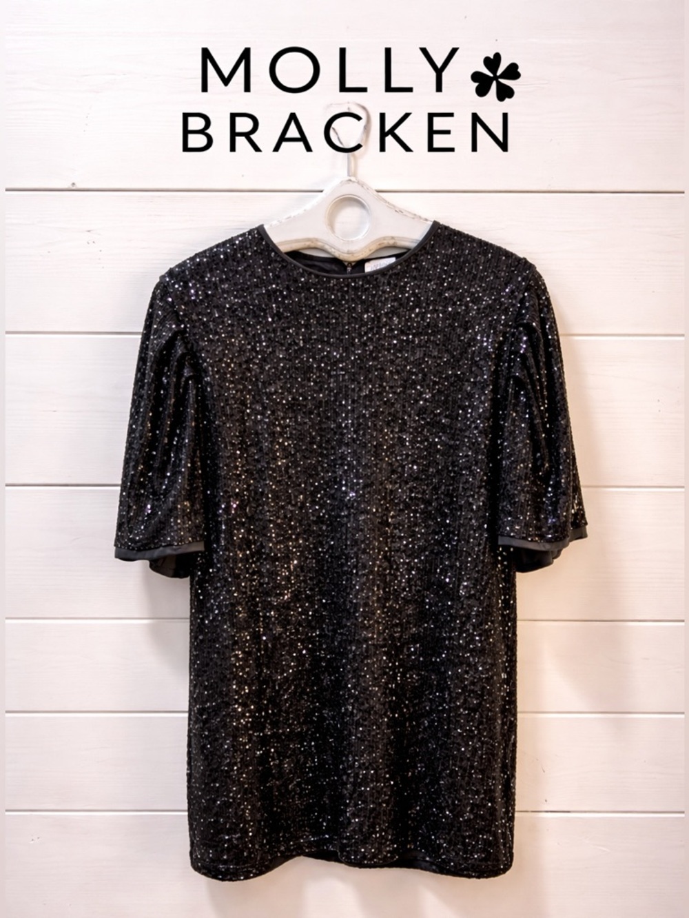 LILI SIDONIO MOLLY BRACKEN Black  Sequin Mini Dress size M/L.